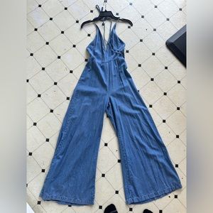 Free People Wide Leg Denim Jumper. US Size S.